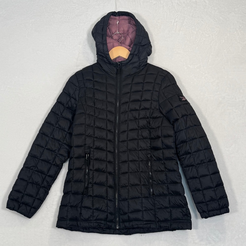 Reebok Black Quilted Hooded Puffer Jacket Medium